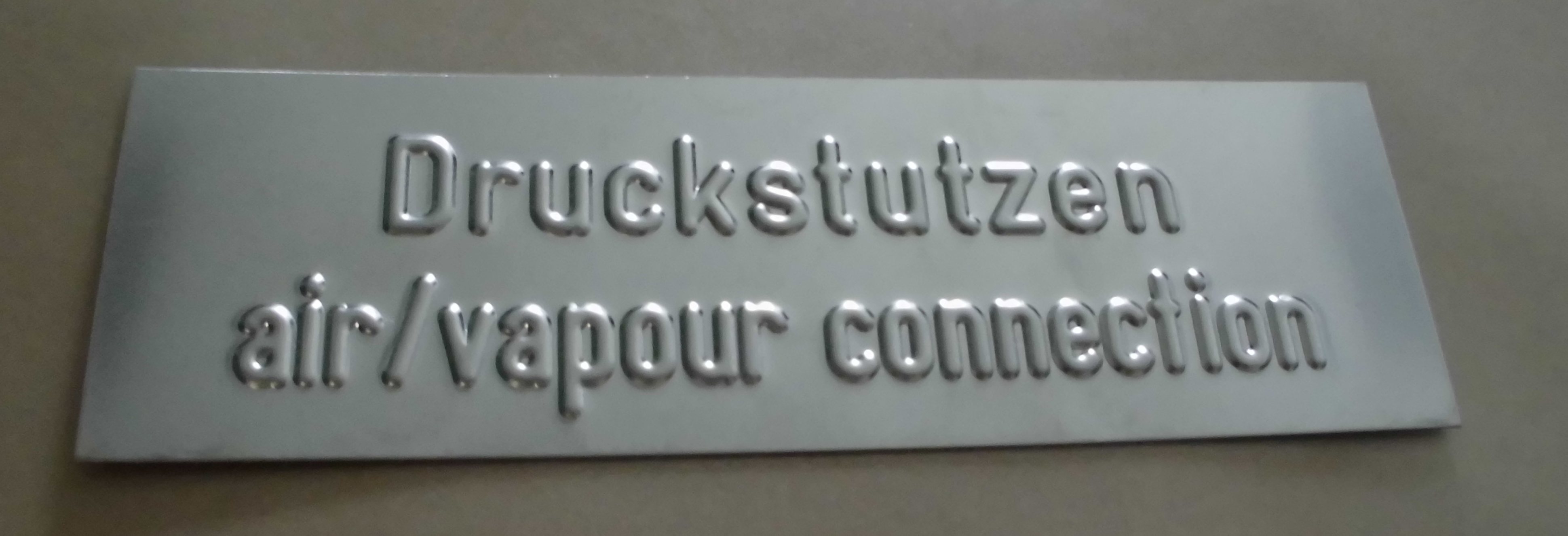 SCHILD V2A-KENNZEICHNUNG DRUCKSTUTZEN SCHILD V2A-KENNZEICHNUNG DRUCKSTUTZEN