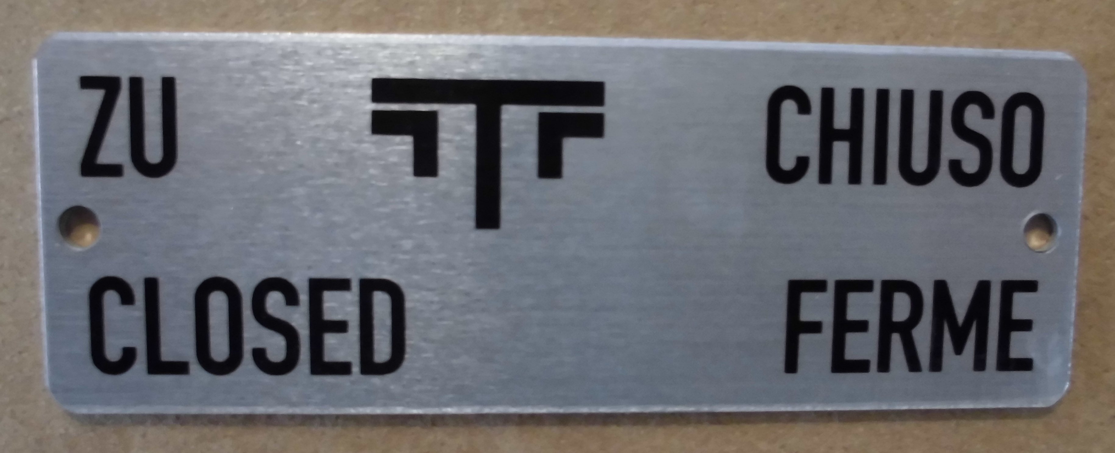 SCHILD 65 X 23 X 1 MM "ZU" - ALUMINIUM SCHILD 65 X 23 X 1 MM "ZU" - ALUMINIUM