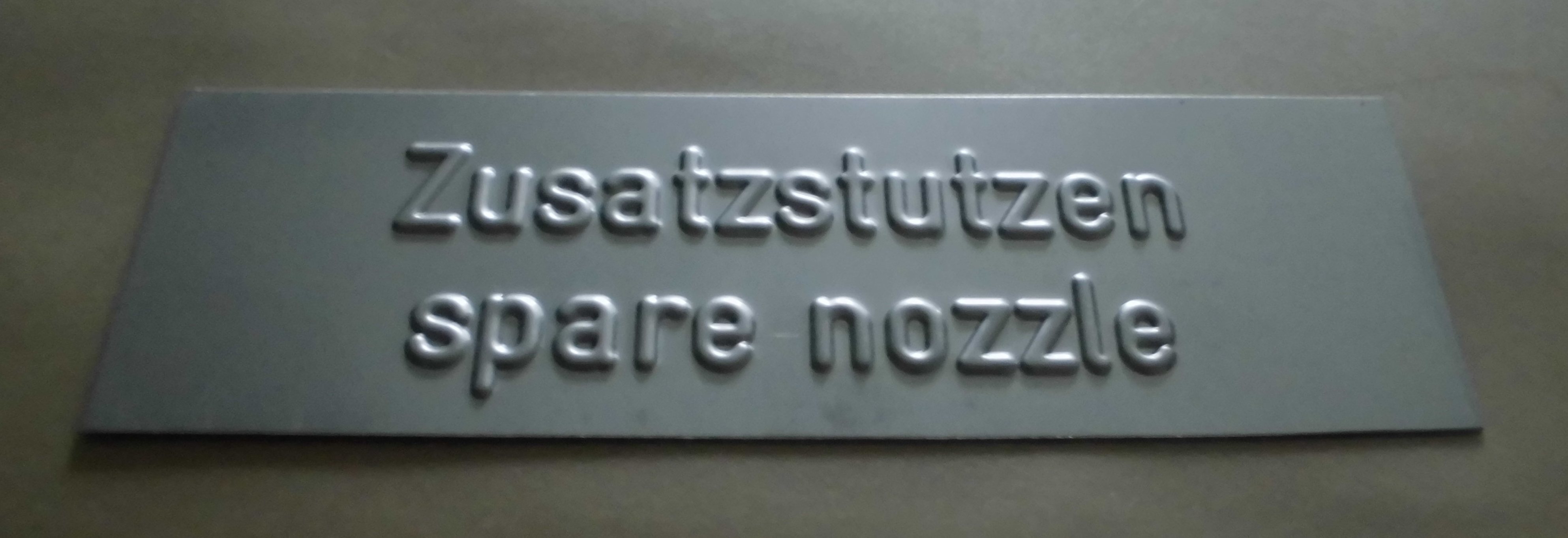 METALL-SCHILD 2-SPRACHIG ZUR STUTZENKENNZEICNUNG METALL-SCHILD 2-SPRACHIG ZUR STUTZENKENNZEICNUNG